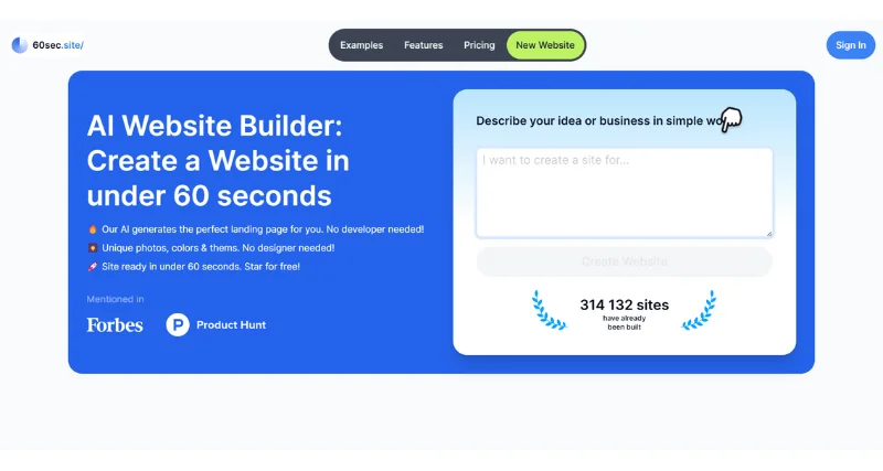 60sec.site - AI Tool Preview