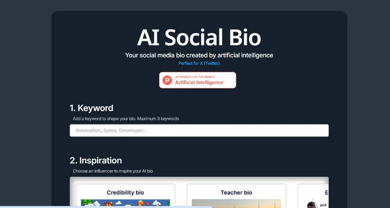 AI Social Bio - AI Tool Preview