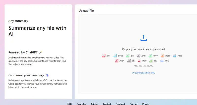 Any Summary - AI Tool Preview