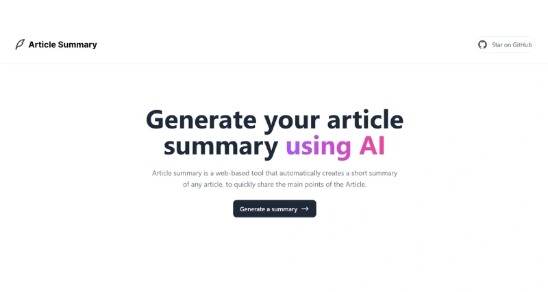 Article Summary - AI Tool Preview