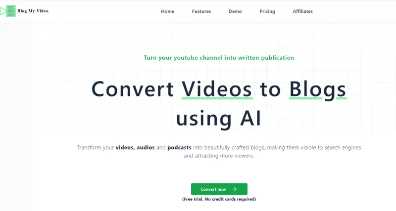 Blog My Video - AI Tool Preview