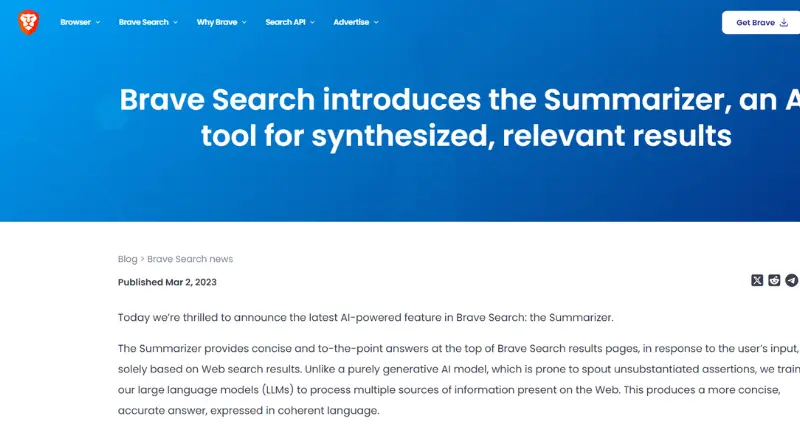 Brave Search Summarizer - AI Tool Preview