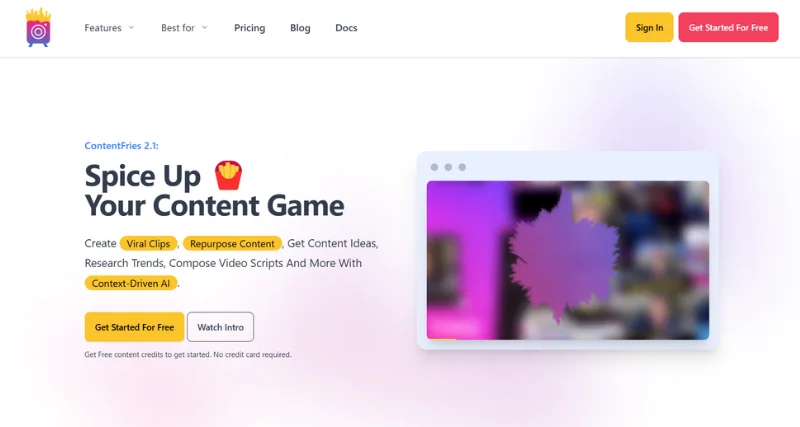 Contentfries - AI Tool Preview