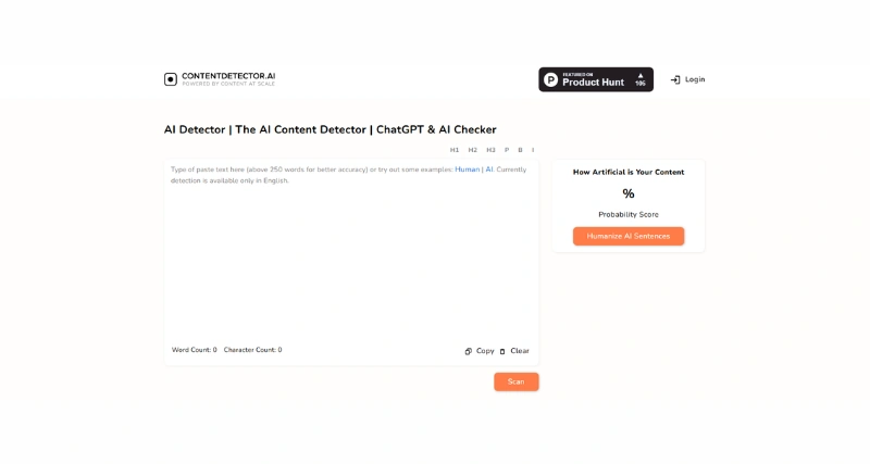 ContentDetector.AI - AI Tool Preview