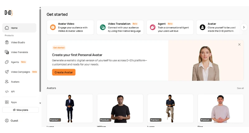 Studio D-ID - AI Tool Preview