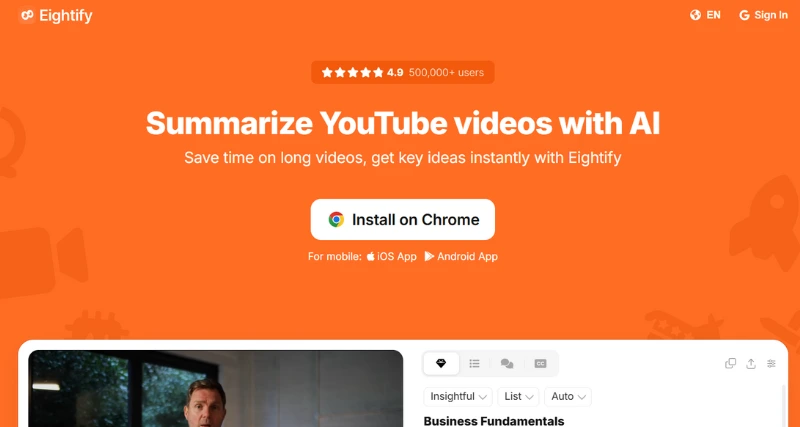 Eightify - AI Tool Preview