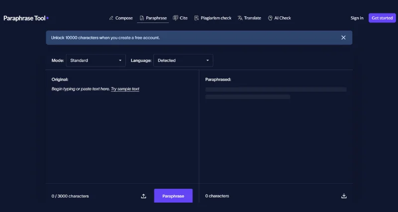 Paraphrase Tool - AI Tool Preview