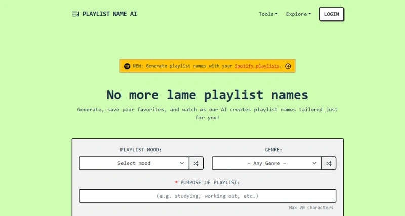 PLAYLIST NAME AI - AI Tool Preview