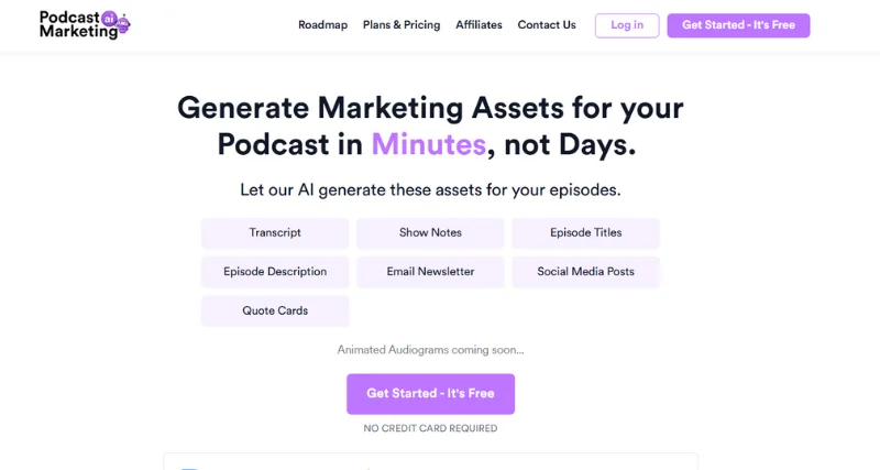 Podcast Marketing AI - AI Tool Preview