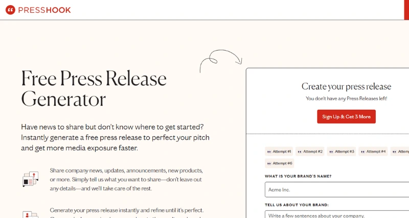 Press Hook - AI Tool Preview