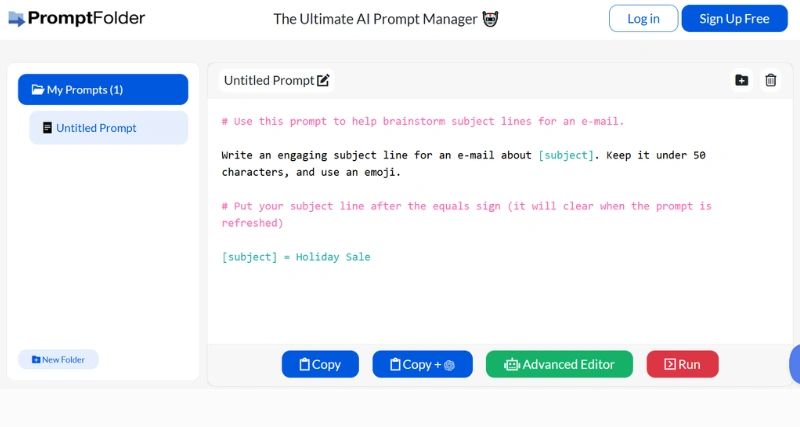 PromptFolder - AI Tool Preview
