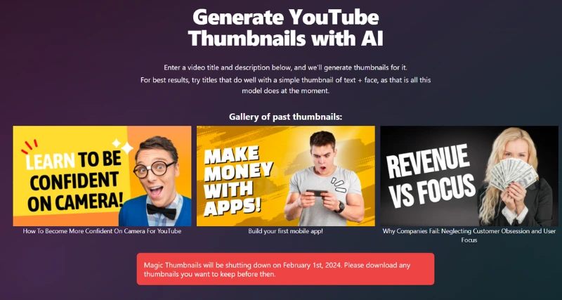 MagicThumbnails - AI Tool Preview