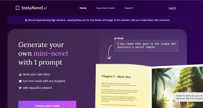 InstaNovel.AI - AI Tool Preview