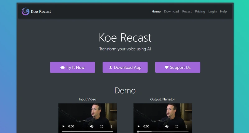 Koe Recast - AI Tool Preview