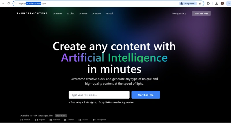 Thundercontent - AI Tool Preview