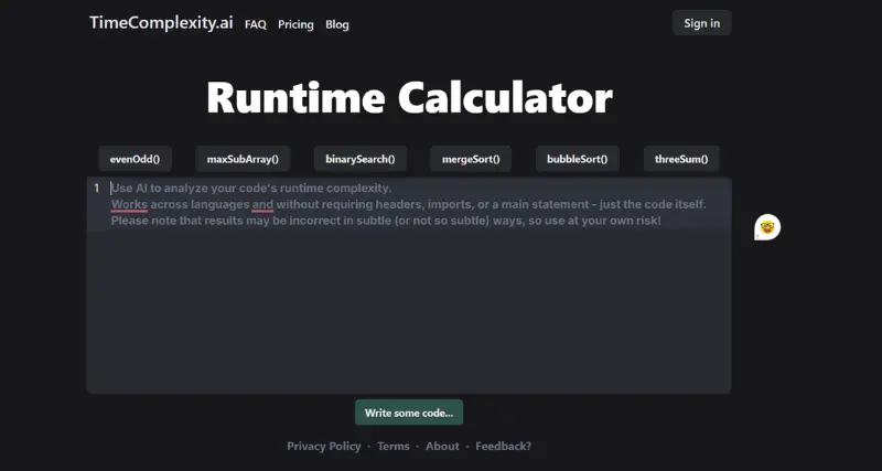 TimeComplexity - AI Tool Preview