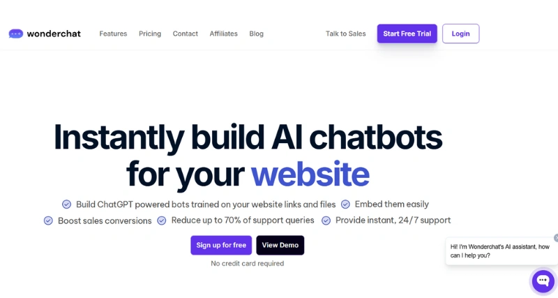 Wonderchat.io - AI Tool Preview