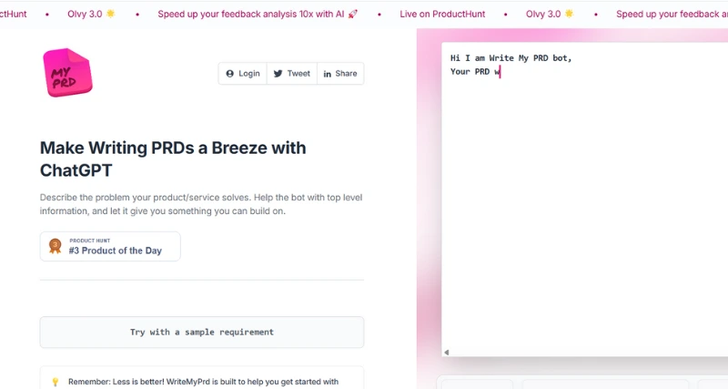 Writemyprd - AI Tool Preview