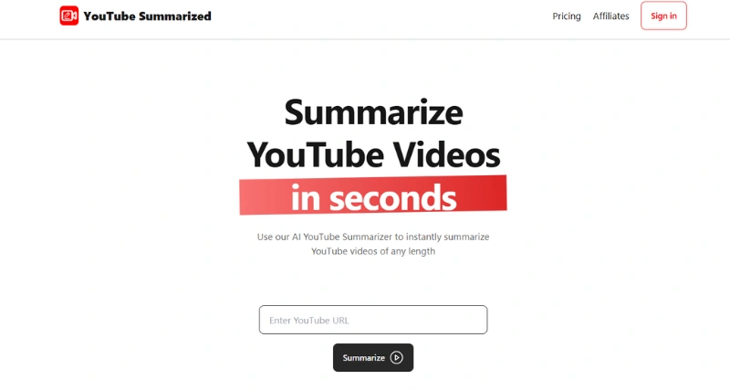 YouTube Summarized - AI Tool Preview
