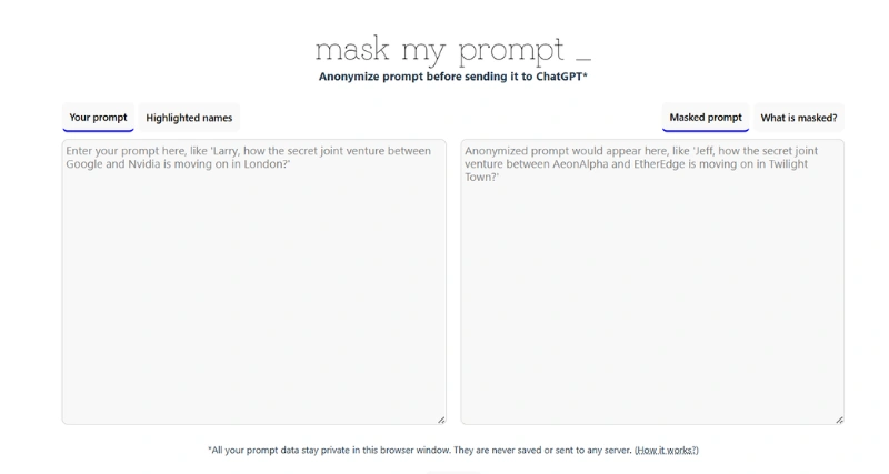 Mask my Prompt_ - AI Tool Preview