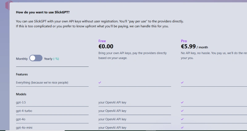 SlickGPT - AI Tool Preview