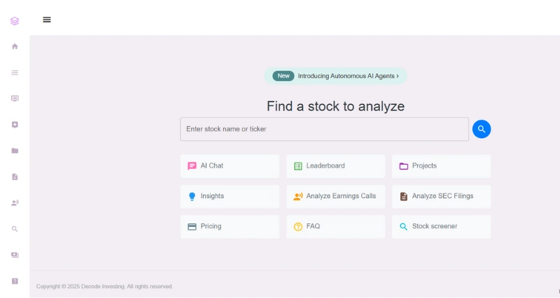 Decode Investing - AI Tool Preview