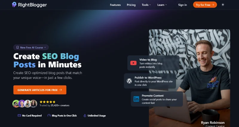 Right Blogger - AI Tool Preview