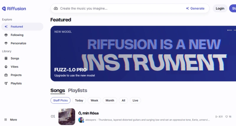 Riffusion - AI Tool Preview