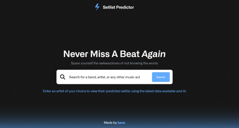 Setlist Predictor - AI Tool Preview