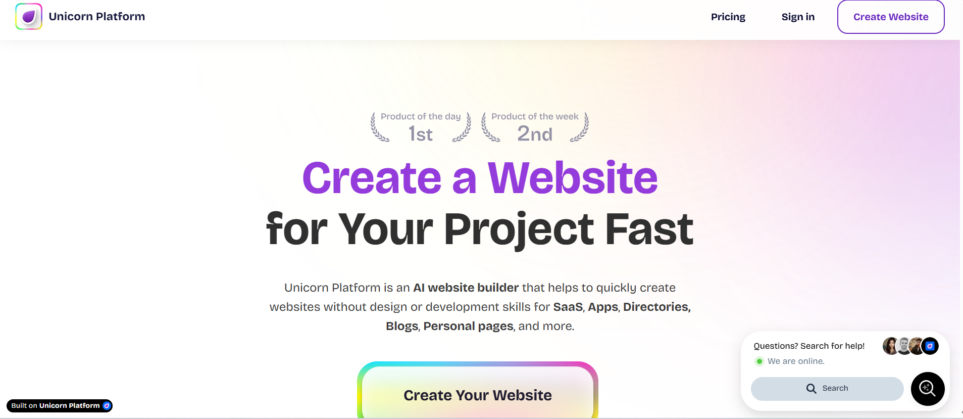 Unicorn Platform - AI Tool Preview
