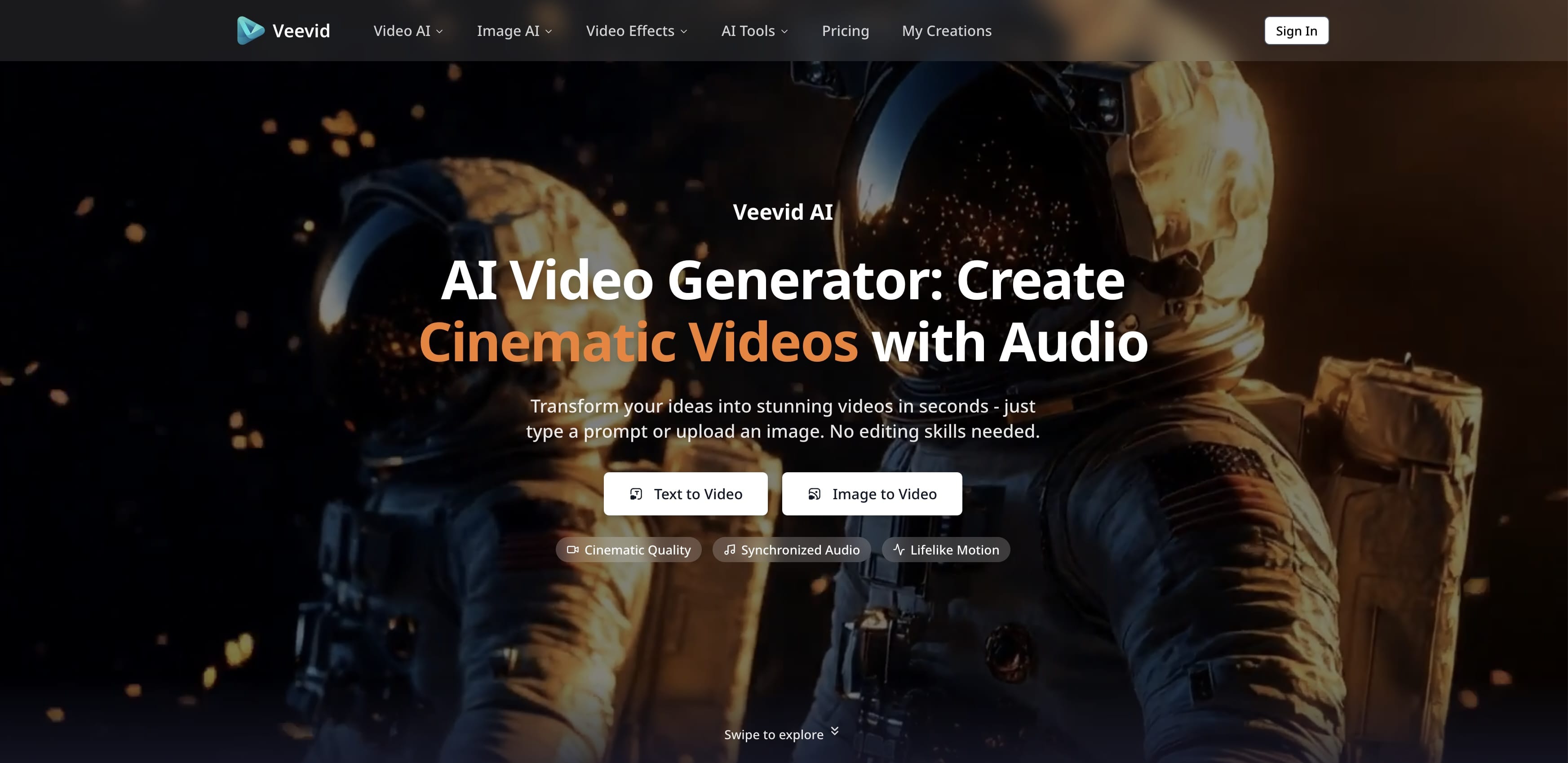 Veevid - Photorealistic AI Video Generator - AI Tool Preview